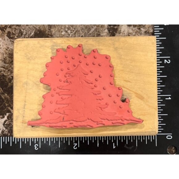 Vintage Christmas Tree Rubber Stamp By CT & ME Rubber Stamps Taunton MA - Picture 2 of 3